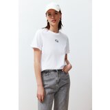 Trendyol White 100% Cotton Embroidery Regular/Regular Fit Knitted T-Shirt