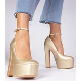 Gemre Gold high block heel pumps Felida | Shoptok.si