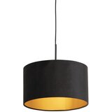 QAZQA Viseča svetilka z velur odtenkom črna z zlatom 35 cm - Combi Cene