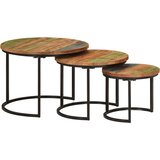  Uklapajući stolići 3 kom od masivnog obnovljenog drva Šarena Ø 35 x 29 cm | Shoptok.si