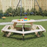  Stol za piknik za 6 djece s klupama šesterokutni od jelovine | shoptok.hr