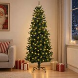  Umjetno božićno drvce s nogom 240 cm 300 LED lampica - 240 cm s LED svjetlima Zelena | shoptok.hr