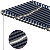  Tenda na ručno uvlačenje s LED svjetlima 3 x 2 5 m plavo-bijela | shoptok.hr
