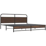 Metalni Kovinski posteljni okvir brez vzmetnice rjavi hrast 183x213 cm, (21608126) | Shoptok.si