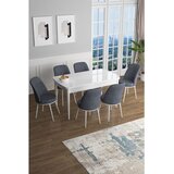Hanah home Hanah Kućni set Trpezarijski sto i 6 stolica Han, Sivo-bijela | Eponuda.ba