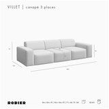 Rodier Siva sedežna garnitura iz rebrastega žameta 285 cm Villet – | Shoptok.si