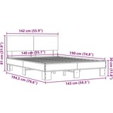 vidaXL Posteljni okvir dimljeni hrast 140x190 cm inž. les in kovina, (21152041) | Shoptok.si