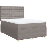 vidaXL Box spring postelja z vzmetnico taupe 140x190 cm blago | Shoptok.si