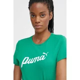 Puma Bombažna kratka majica ženska, zelena barva, 679315