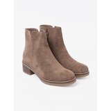 Shelvt Classic dark beige ankle boots with a stable heel | ePonuda.com
