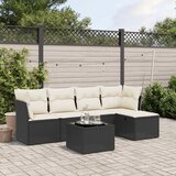 vidaXL 6-dijelni set vrtnih sofa s jastucima crni od poliratana | shoptok.hr