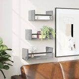 vidaXL Komplet stenskih polic s prečkami 3-delni siva sonoma inž. les | Shoptok.si