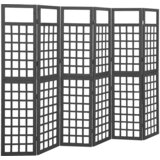 Furnova 6-delni paravan/mreža iz lesa jelke črne barve 242,5x180 cm, (21930014) | Shoptok.si