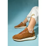 LuviShoes EDIN Tan Suede Genuine Leather Women's Sports Sneakers