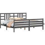  Okvir za krevet s uzglavljem sivi 200 x 200 cm od masivnog drva | shoptok.hr