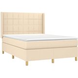  Krevet s oprugama i madracem krem 140 x 190 cm od tkanine | shoptok.hr