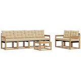 vidaXL Zunanja garnitura za sedenje z blazino 7 pcs Bela in bež, (5000269853) | Shoptok.si