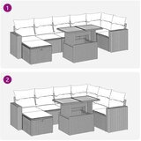  Vrtna garnitura - 8-dijelni set vrtnih sofa od poliratana s jastucima sivi bagrem - Siva 1 | shoptok.hr