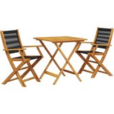  3-dijelni bistro set od polipropilen i masivnog drva crni | shoptok.hr