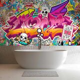  Foto tapeta - Street art - abstract urban colour graffiti mural with lettering 200x140 Vodootporna | shoptok.hr