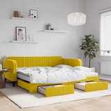  Dnevni krevet na razvlačenje s ladicama žuti 100x200 cm baršun | shoptok.hr