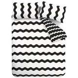 Crno-bijela posteljina za krevet za jednu osobu 135x200 cm Waves –