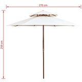  Dvojni senčnik 270x270 cm lesen drog kremno bele barve, (20692853) | Shoptok.si