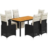 vidaXL Vrtna bistro garnitura 7-delna z blazinami črn poli ratan, (21324008) | Shoptok.si
