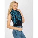 Fashion Hunters Light blue and black scarf with fringes Cene