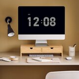 SoBuy stojalo za monitor pisalni organizator z 2 predaloma v barvi lesa v skandinavskem slogu, (20815125) | Shoptok.si