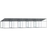 vidaXL kavez za pse s krovom i vratima sivi 10x2x2 m pocinčani čelik | shoptok.hr