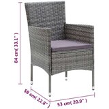 vidaXL 3-dijelni vrtni blagovaonski set od poliratana s jastucima sivi | shoptok.hr