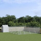vidaXL Vanjski kavez za pse s krovom srebrni 10 x 10 x 2 5 m čelični Cijene