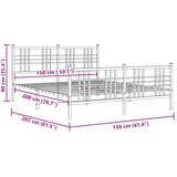  Metalni okvir kreveta uzglavlje i podnožje bijeli 150 x 200 cm | shoptok.hr