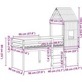 vidaXL Visoki krevet s krovom 90 x 200 cm od masivne borovine | shoptok.hr
