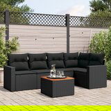 vidaXL 6-dijelni set vrtnih sofa s jastucima crni od poliratana | shoptok.hr