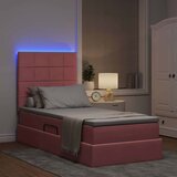  LED krevet za pohranu s madracem Ružičasta 100 x 200 cm Baršun | shoptok.hr