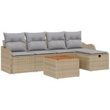 vidaXL 6-delni vrtni sofa set z blazinami Bež poli ratan, 2-sedežni vrtni sofa z blazinami Bež poli ratan | Shoptok.si