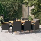 vidaXL 9-dijelni vrtni blagovaonski set s jastucima crni Cijene