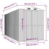  Vrtno spremište tamnosmeđe 192x440x223 cm pocinčani čelik | shoptok.hr