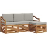  Set vanjskih sofa 4 kom. Prirodna i svijetlo siva Bijela 185,5 x 122,5 x 73 cm | shoptok.hr