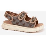 Boto Women's Patterned Fabric Sandals With Golden Details Khaki Pefese | Shoptok.si