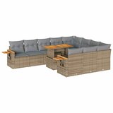Maison Chic Seti vrtnega pohištva - Vrtna garnitura - Vrtni pohištvo set z blazinami 11-delna bež ratan/akacija, (21796527) | Shoptok.si