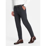 Ombre Men's classic chino pants with fine texture - graphite | ePonuda.com