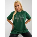 Fashion Hunters Dark green blouse plus size with application Cene