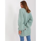 Fashion Hunters Mint knitted dress with wide sleeves Cene
