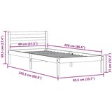 Krevetna konstrukcija s uzglavljem Smeđa 225,5 x 85,5 x 69,5 cm | shoptok.hr