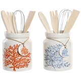 Posuda za Kuhinjski Pribor DKD Home Decor Metal Dolomite Drvo MDF 12 x 12 x 22 cm (2 kom.) | shoptok.hr