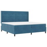 Box spring krevet s LED trakama Plava 200 x 200 cm Baršun - Tamno plava 200 x 200 cm Prošiveno gumbima | shoptok.hr