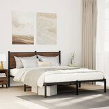 Maison Chic Kovinski Posteljni okvir - Dvoposteljna postelja - Zakonska postelja brez vzmetnice rjavi hrast 140x200 cm, (21693922) | Shoptok.si